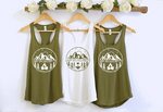 Load image into Gallery viewer, CAMP BACHELORETTE - GLAMPING - MOUNTAIN TRIP -  THEMED BACHELORETTE RACERBACK FITTED TANK TOP
