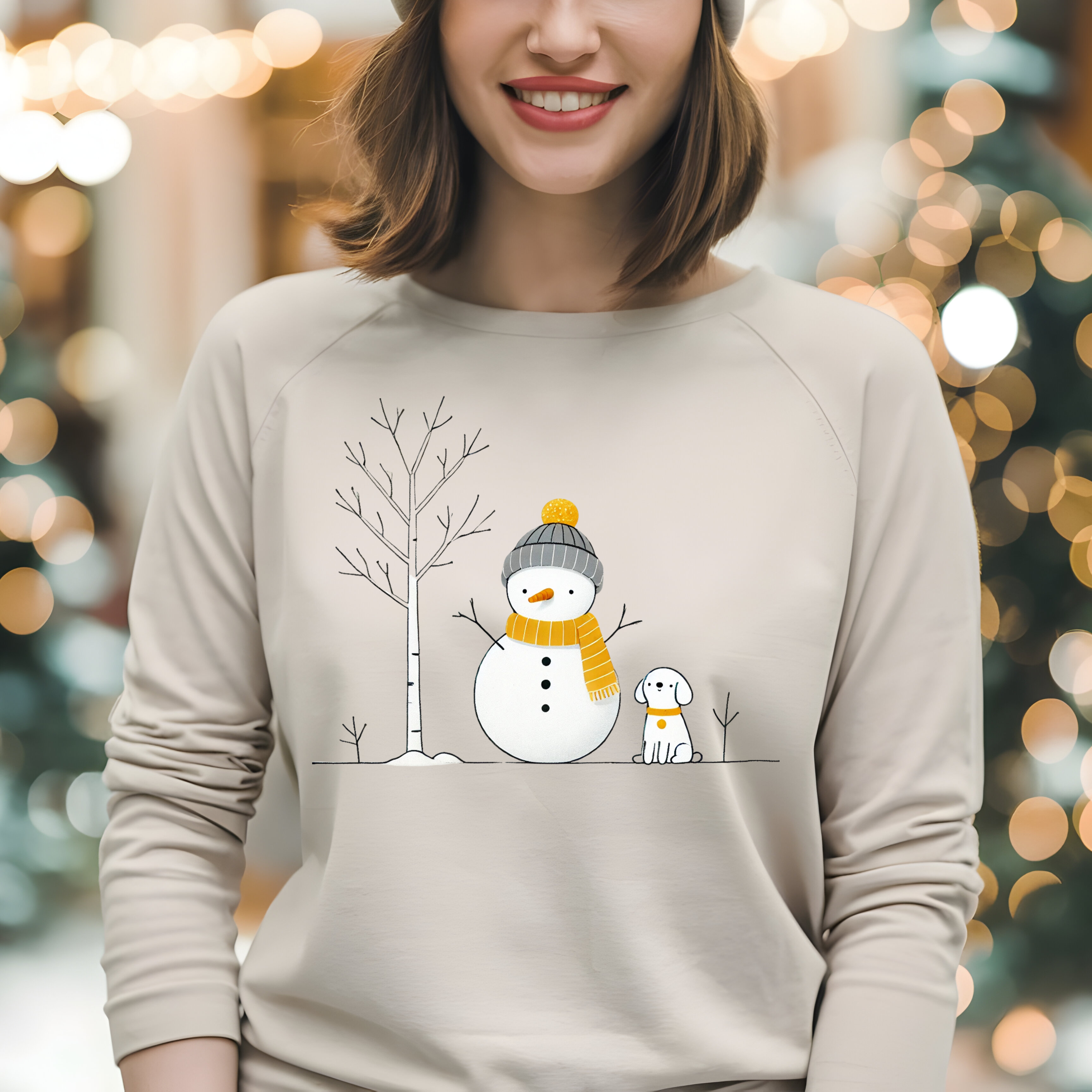 CUTE SNOWMAN WITH DOG / CHRISTMAS SWEATSHIRT