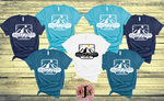Load image into Gallery viewer, SKI SNOWBOARDING - SNOW BUNNY - GLAMPING - MOUNTAIN GROUP TRIP -  THEMED BACHELORETTE T-SHIRT
