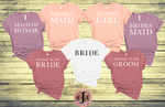 Load image into Gallery viewer, BRIDE AND FAMILY GROUP SHIRTS - BRIDE TRIBE -  THEMED BACHELORETTE T-SHIRT
