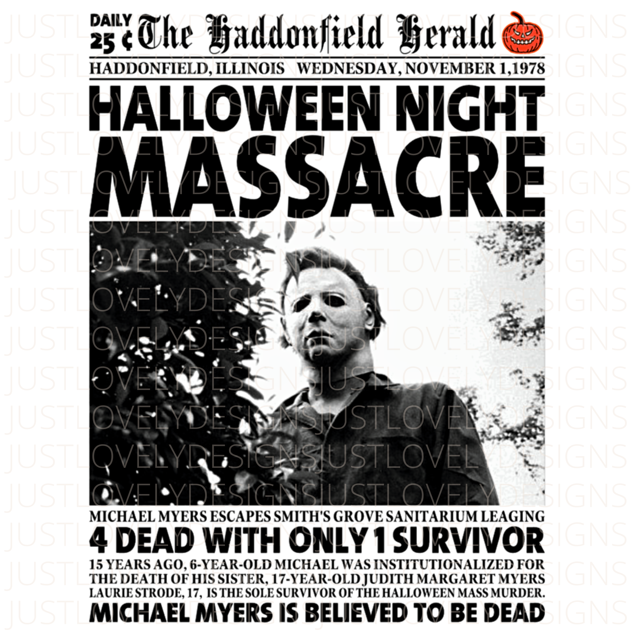 Haddonfield Herald Newspaper - Halloween - Sublimation Bella + Canvas Unisex T-Shirt