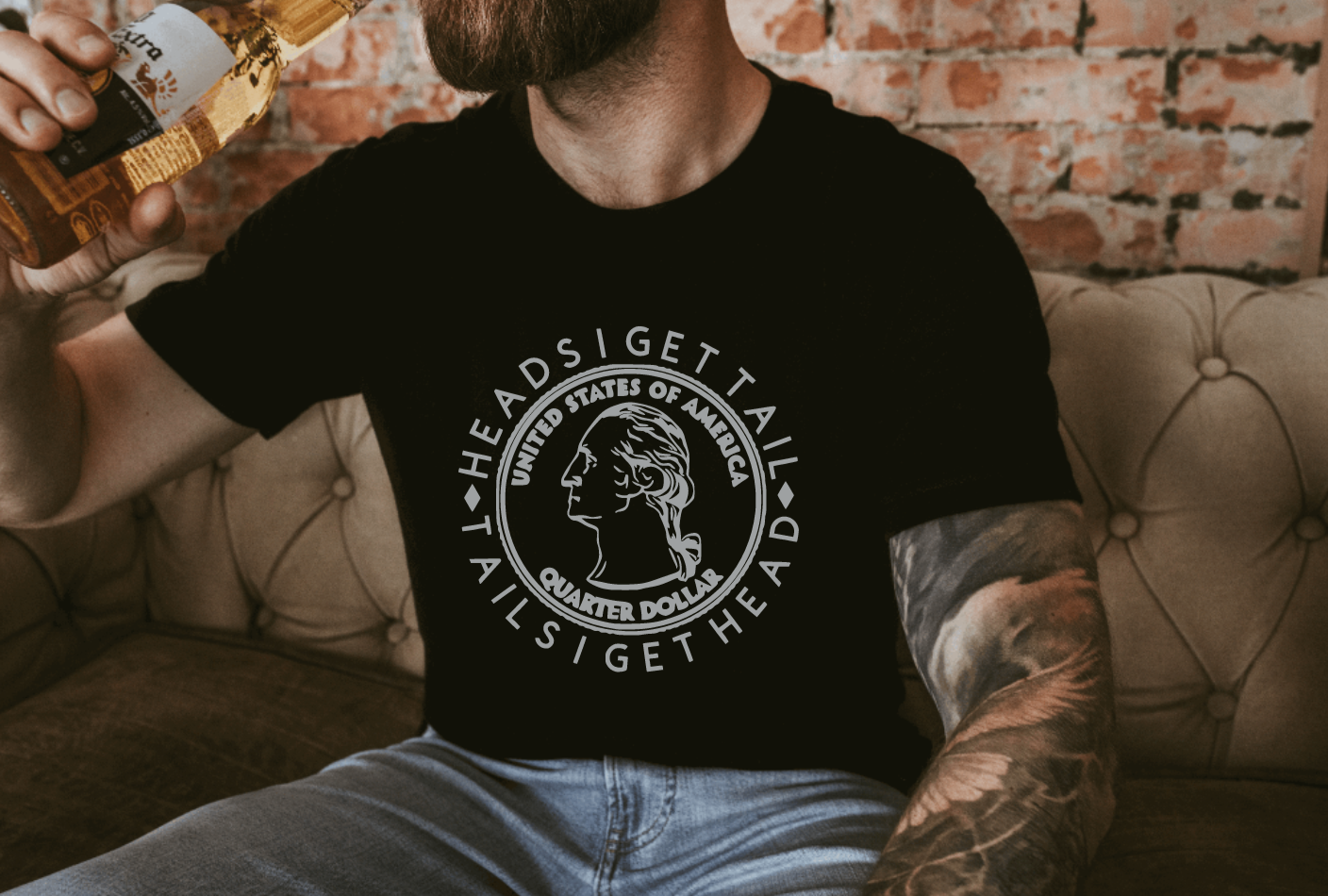 HEADS I GET TAIL, TAILS I GET HEAD | MENS FUNNY TEE
