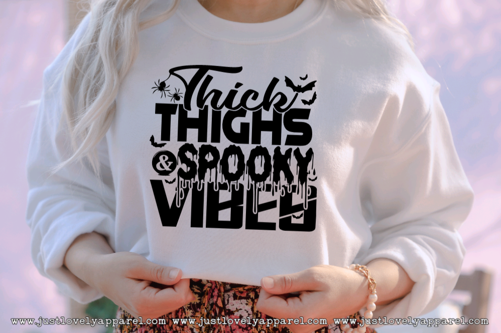 Thick Thighs, Spooky Vibes - Sublimation Crewneck Sweatshirt