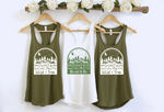 Load image into Gallery viewer, GLAMPING - CAMP BACHELORETTE - LAKE - MOUNTAIN GROUP TRIP -  THEMED BACHELORETTE RACERBACK FITTED TANK TOP
