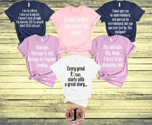 ROM COM MOVIE QUOTES -  THEMED BACHELORETTE T-SHIRT